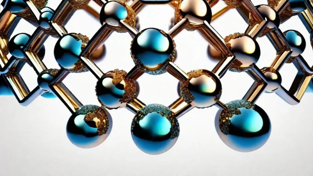Abstract copper-toned molecular lattice used to illustrate GHK-Cu research.