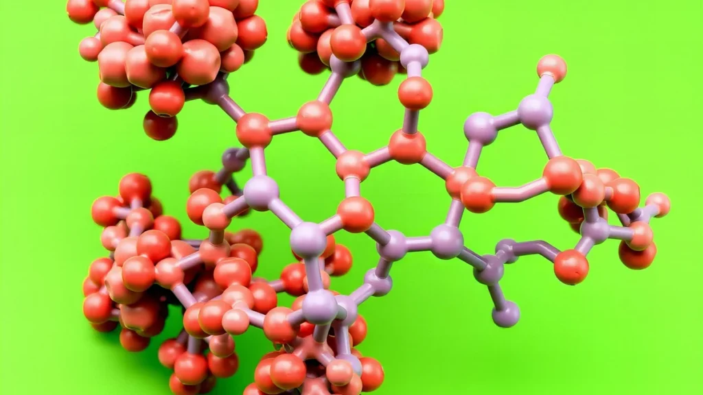 Abstract three-dimensional molecular model illustrating peptide terminology and structure.