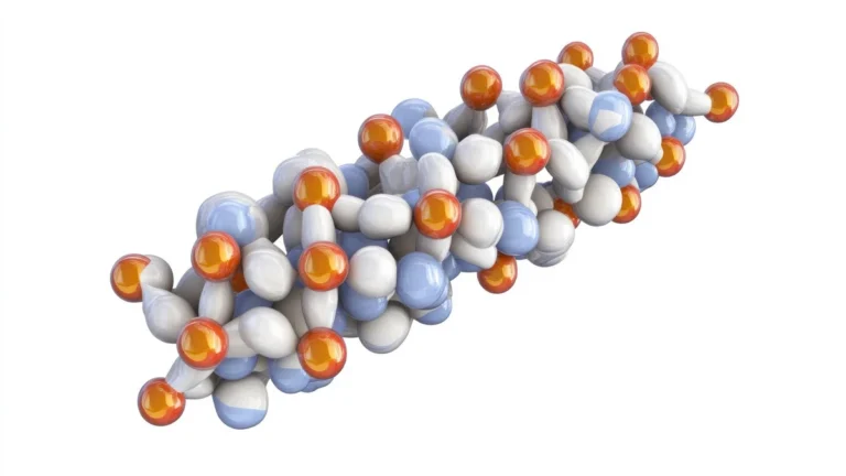 Three-dimensional molecular model of a polypeptide chain.
